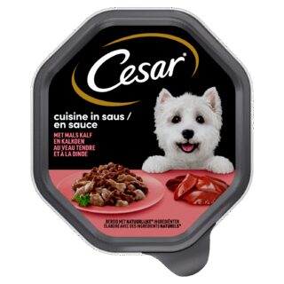 Cesar Hondenvoer nat kalf & kalkoen in saus